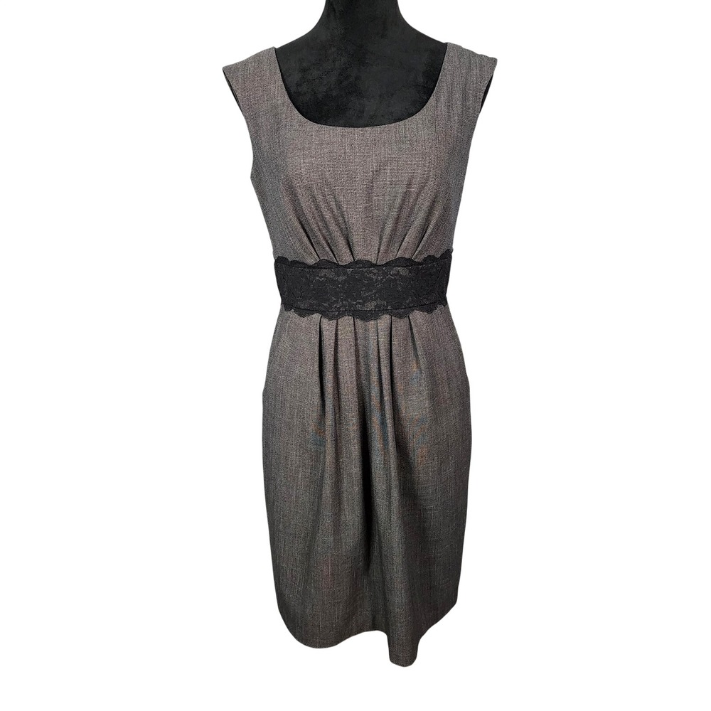 ALYX DRESS Size 10 Gray Sleeveless Sheath Classic Office Career Stretch Pockets